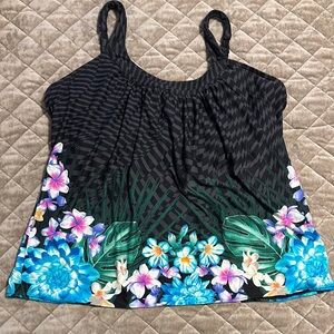 Coco Reef Black and Green Smocked Camisole Swimwear